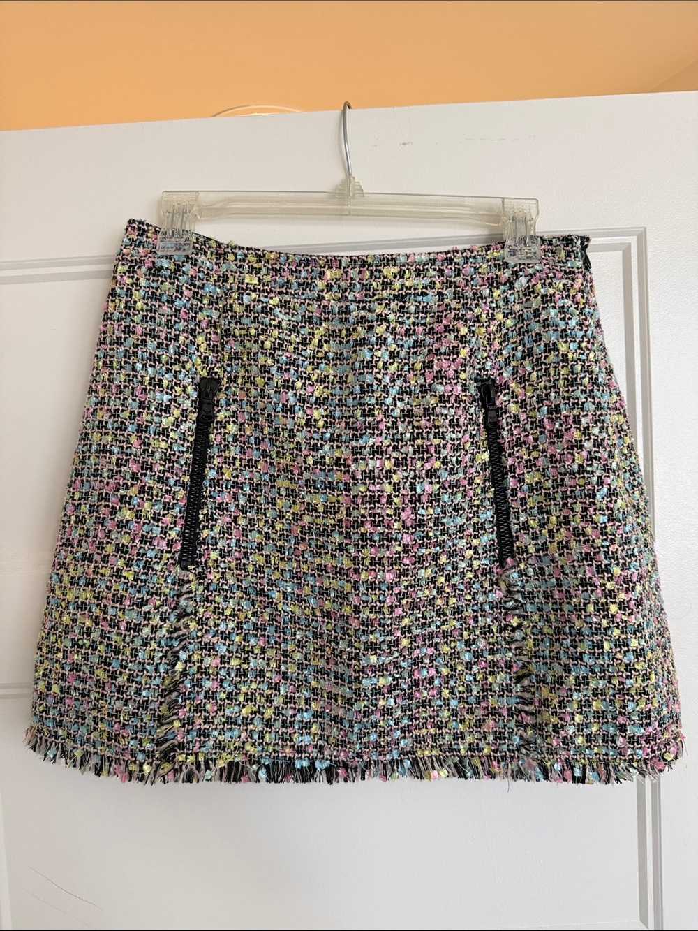 Emporio Armani Textured Tweed Mini Skirt in Pastel Multi